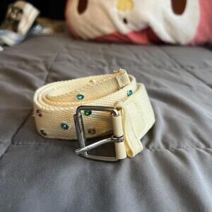Cream Multicolor Studded Belt - Y2K Style